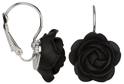 Troli - Černé visací náušnice kytičky