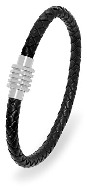 Troli - Černý kožený náramek pro muže Leather