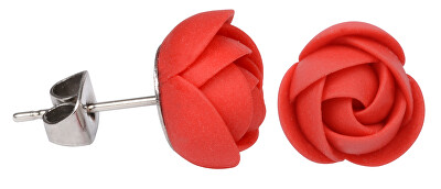 Troli - Červené náušnice puzetky menší kytičky