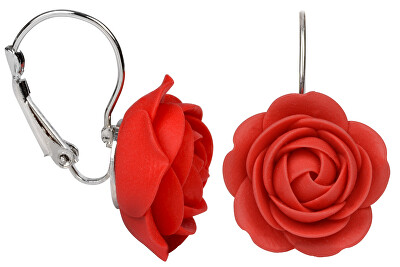 Troli - Červené visací náušnice kytičky