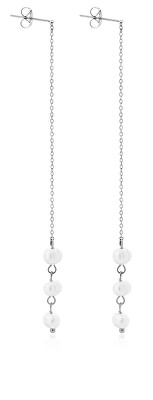 Troli - Dlouhé ocelové náušnice s pravými perlami VAAJDE2023196S