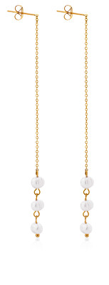 Troli - Dlouhé pozlacené náušnice s pravými perlami VAAJDE2023196G