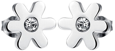 Troli - Drobné kytičkové náušnice s krystalem