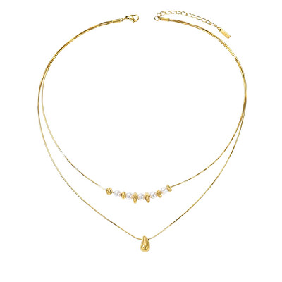 Troli - Dvojitý pozlacený náhrdelník Tear Drop Gold