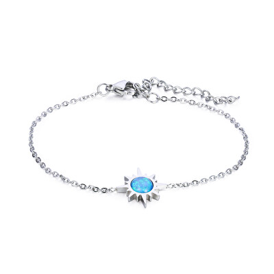 Troli - Jemný ocelový náramek s modrým syntetickým opálem