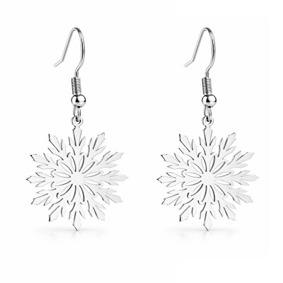 Troli - Krásné visací náušnice z oceli Sněhové vločky