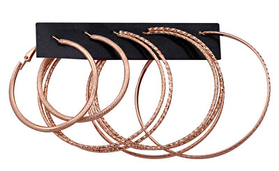Troli - Luxusní sada kruhových náušnic Rose Gold (3 páry)