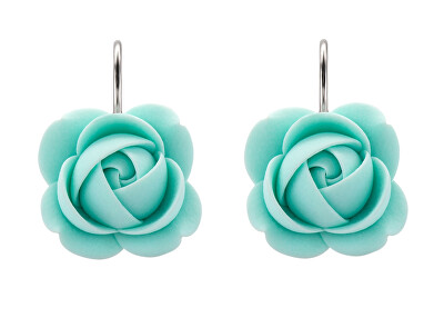 Troli - Mentolové visací náušnice ve tvaru kytiček