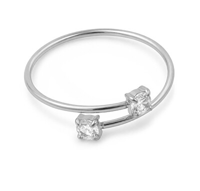 Troli - Minimalistický otevřený prsten se zirkony Silver