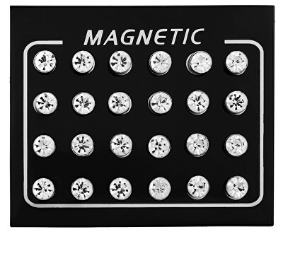 Troli - Moderní sada magnetických náušnic s čirými krystaly (pecky, mini brož)