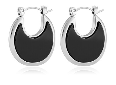 Troli - Módní ocelové náušnice s onyxem VAAJDE201446S-BK