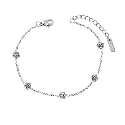 Troli - Nežný oceľový náramok s kvietkami Silver
