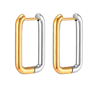 Troli - Obdélníkové bicolor náušnice z oceli