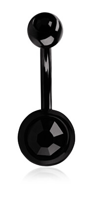 Troli - Ocelový piercing do pupíku s černým krystalem