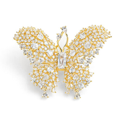 Troli - Oslnivá brož ve tvaru motýla Gold