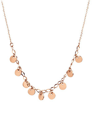 Troli - Penízkový náhrdelník z růžově pozlacené oceli Rose Gold