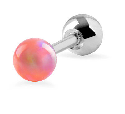 Troli - Piercingové náušnice so svetlo ružovým syntetickým opálom
