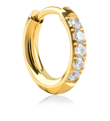 Troli - Pozlacená kruhová single náušnice se zirkony VHLLE2008G