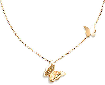 Troli - Pozlacený motýlí náhrdelník Metal Butterfly KNSC-257-GOLD