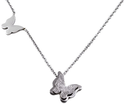 Troli - Ocelový motýlí náhrdelník Metal Butterfly KNSC-257-SIL