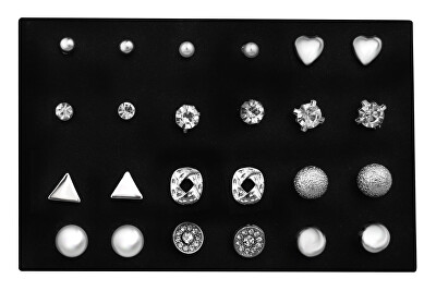 Troli - Sada elegantních náušnic - pecky Silver (12 párů)
