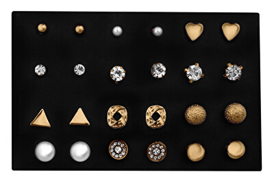 Troli - Sada elegantních pozlacených náušnic - pecky Gold (12 párů)
