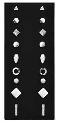 Troli - 2. JAKOST -  Sada minimalistických náušnic - pecky Silver (9 párů)
