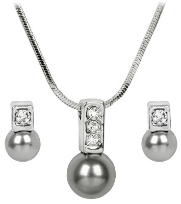 Levien - Elegantní sada náhrdelníku a náušnic Pearl Caorle Grey