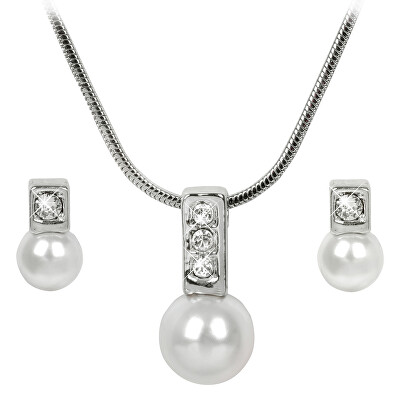 Levien - Elegantní sada náhrdelníku a náušnic Pearl Caorle White