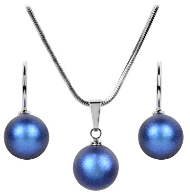 Levien - Sada náhrdelníku a náušnic Pearl Iridescent Dark Blue