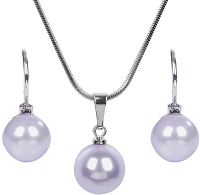 Levien - Půvabná sada náhrdelníku a náušnic Pearl Lavender