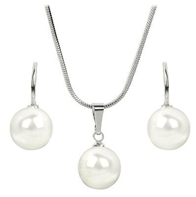 Levien - Elegantní sada náhrdelníku a náušnic Pearl White