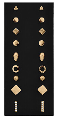 Troli - Sada pozlacených minimalistických náušnic - pecky Gold (9 párů)
