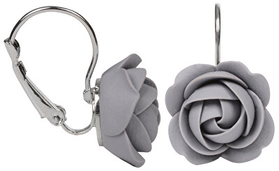 Troli - Šedé visací náušnice kytičky