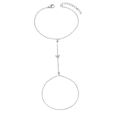 Troli - Brățară elegantă din oțel cu inel pentru deget Silver