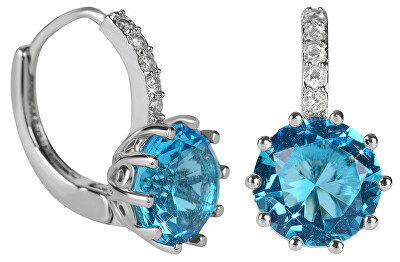 Troli - Třpytivé náušnice s modrým krystalem