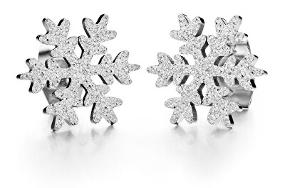 Troli - Třpytivé náušnice z oceli Sněhová vločka KE-013