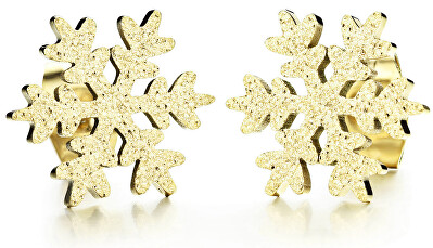 Troli - Třpytivé pozlacené náušnice Sněhová vločka KE-013
