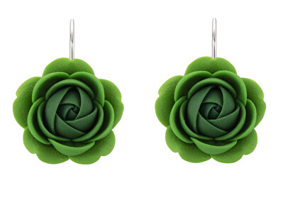Troli - Zelené visací náušnice Kytičky Cool Green