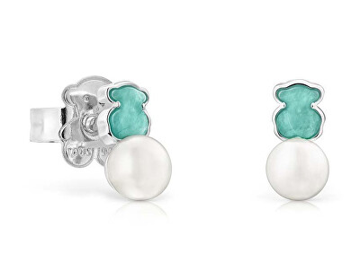 Tous - Stříbrné náušnice s amazonitem a perlou Icon Color 1002075600