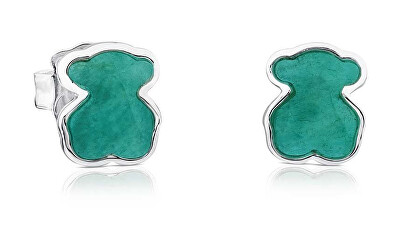Tous - Stříbrné medvídkové náušnice s amazonitem New Color 815433600