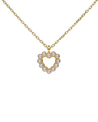 Victoria Cruz - Půvabný pozlacený náhrdelník Srdíčko s perličkami Sera A5575-00DG