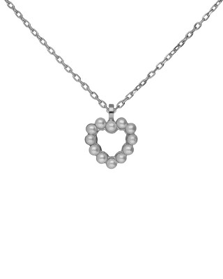 Victoria Cruz - Půvabný stříbrný náhrdelník Srdíčko s perličkami Sera A5575-00HG