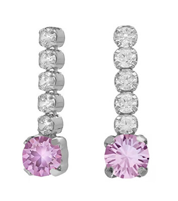 Victoria Cruz - Třpytivé visací náušnice s růžovým krystalem Shine A4669-31HT