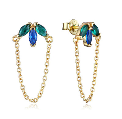 Viceroy - Třpytivé pozlacené náušnice s řetízky Trend 9131E100-39