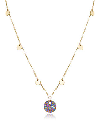 Viceroy - Hravý pozlacený náhrdelník s barevnými krystaly Elegant 13071C100-39
