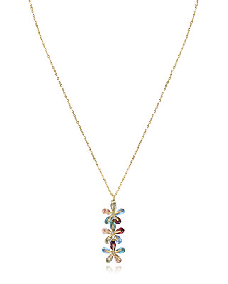 Viceroy - Pozlacený náhrdelník s barevnými květinami Elegant 13083C100-39