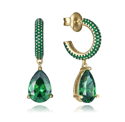 Viceroy - Úchvatné pozlacené náušnice se zelenými zirkony 15122E100-32