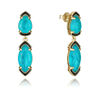 Viceroy - Visací pozlacené náušnice s tyrkysovými krystaly 2304E100-52