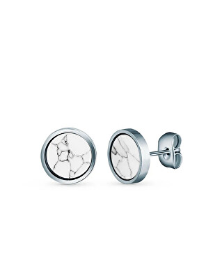 Vuch - Designové ocelové náušnice s mramorem Lusea Silver